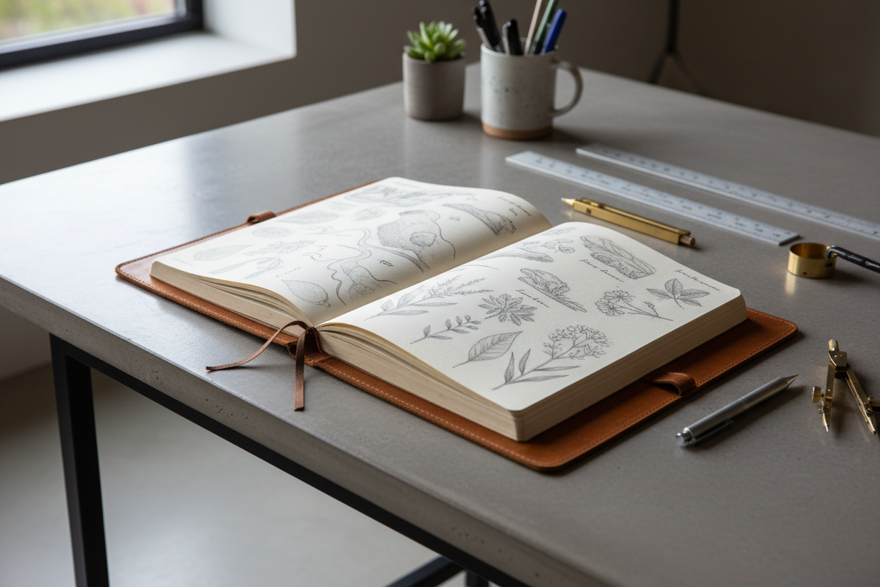 Leather-Bound Landscape Design Sketchbook Set